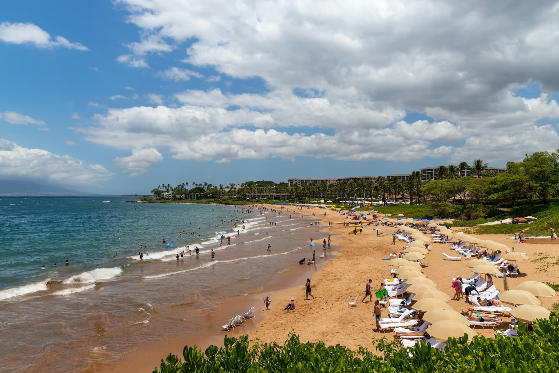 Wailea Beach on the south-west coast of Maui, seen from the air
